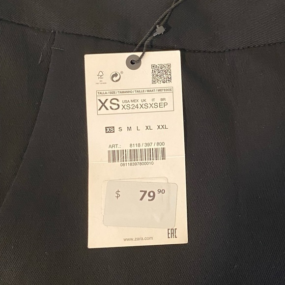NWT Zara Sz XS Black Flare Leg Trouser Dress Pants With Hand Pockets Flowy - Picture 9 of 16